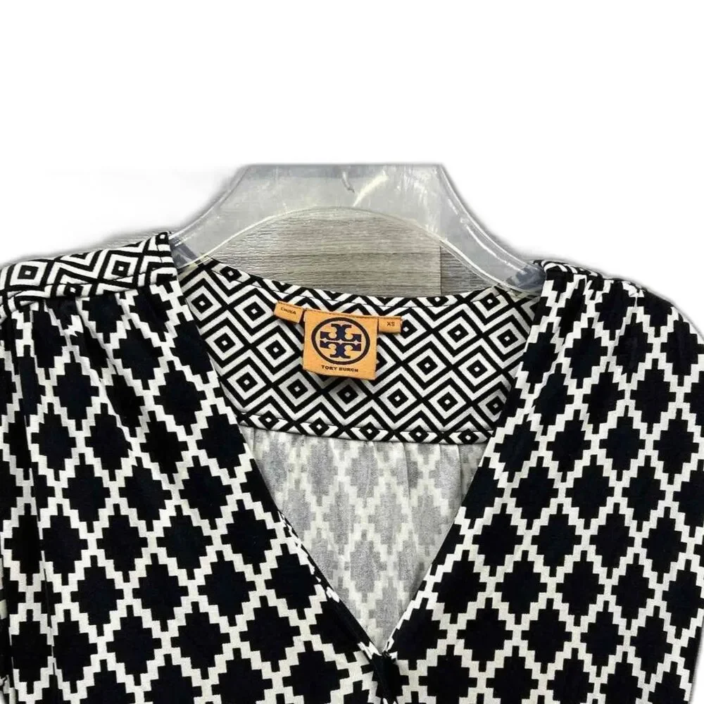 Tory Burch Black & White Silk Wrap Dress - Size XS